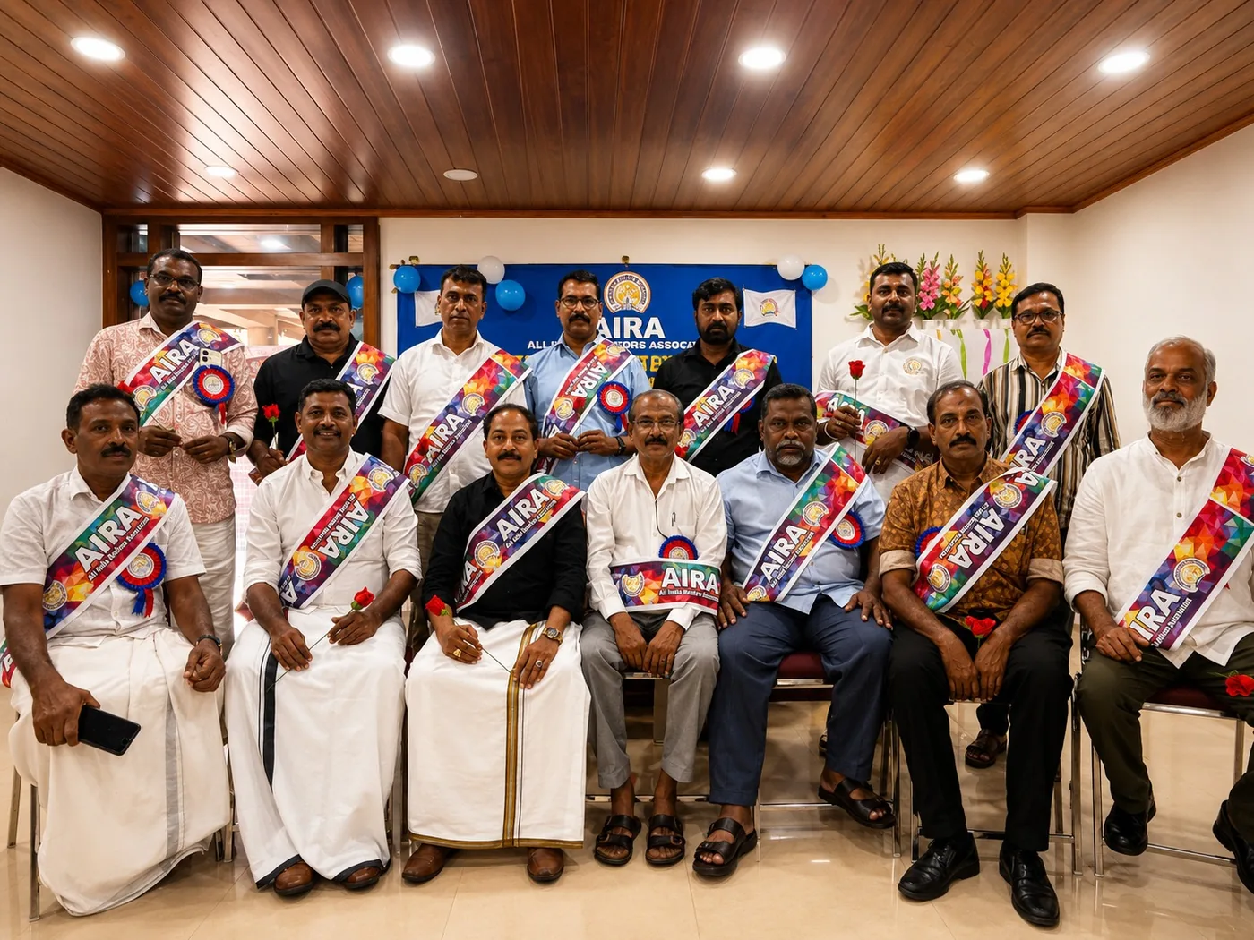 Members of the Association wearing AIRA sashes at the State Leadership Meeting in Thrissur